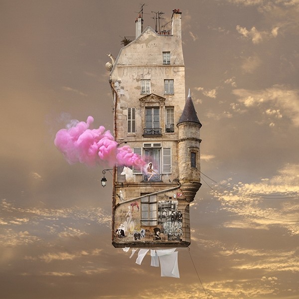 Laurent Chéhère COLLECTOR'S EDITION: Flying Houses Motiv »Pink« (2017)